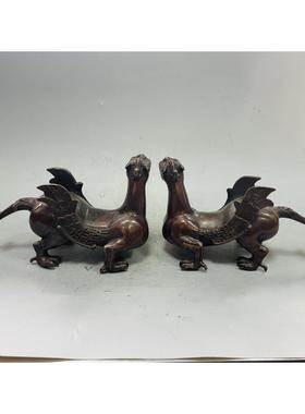 黄铜貔貅怪兽一对 走路貔貅摆件 铜飞天怪兽工艺品礼品摆件