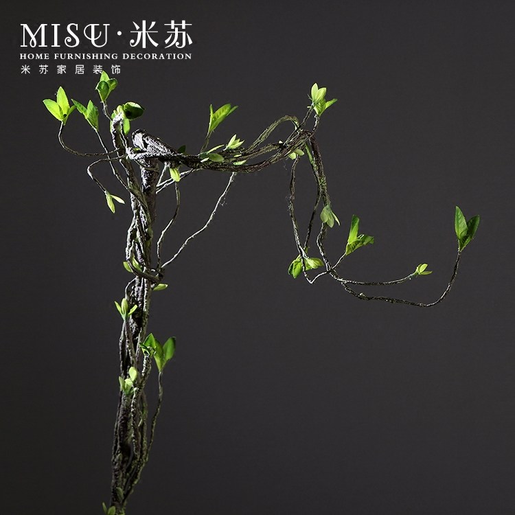 家居饰品仿真枯藤蔓小叶藤条可弯曲造型绿植树枝装饰花卉发泡干支