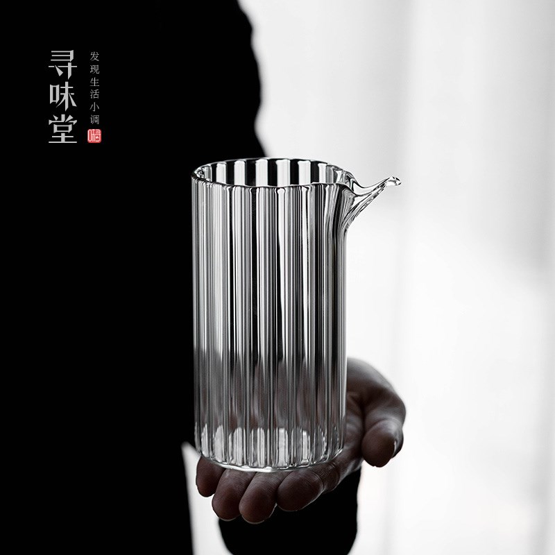 优质玻璃竖纹公道杯鹰嘴条纹耐高温茶海公杯分茶器家用功夫茶具