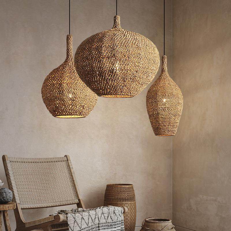 侘寂风吊灯复古中式酒店火锅店饭店餐厅灯设计师东南亚民宿麻绳灯,家装灯饰光源,智能吊灯,淘宝优惠券,粉丝福利购,淘宝优惠卷