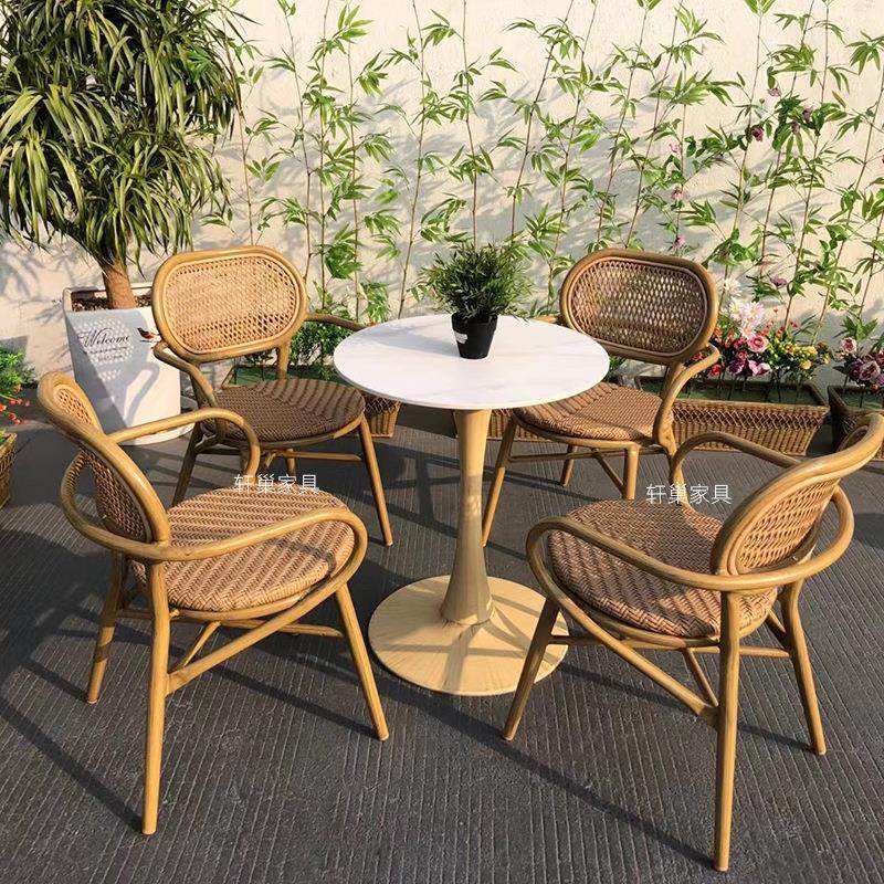 户外休闲桌椅室外藤编仿木铝合金桌椅露台花园阳台藤椅庭院组合,商业/办公家具,商用藤编家具,淘宝优惠券,粉丝福利购,淘宝优惠卷