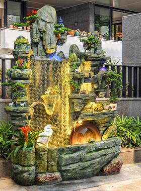 假山流水喷泉客厅水景摆件加湿器鱼池落地办公室家居装饰开业礼品
