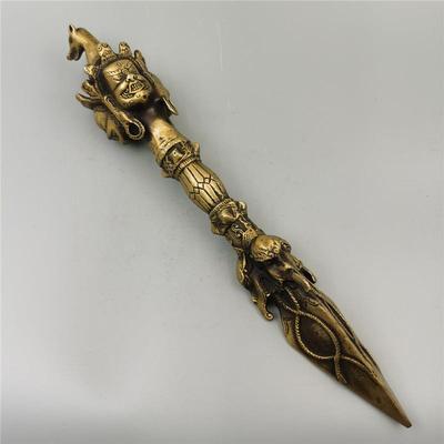 藏传用品黄铜马头明王金刚杵法器黄铜普巴杵大号降魔杵