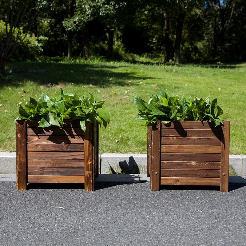 碳化防腐木花箱户外阳台种植花箱木制花桶园艺花盆长方形大号花槽