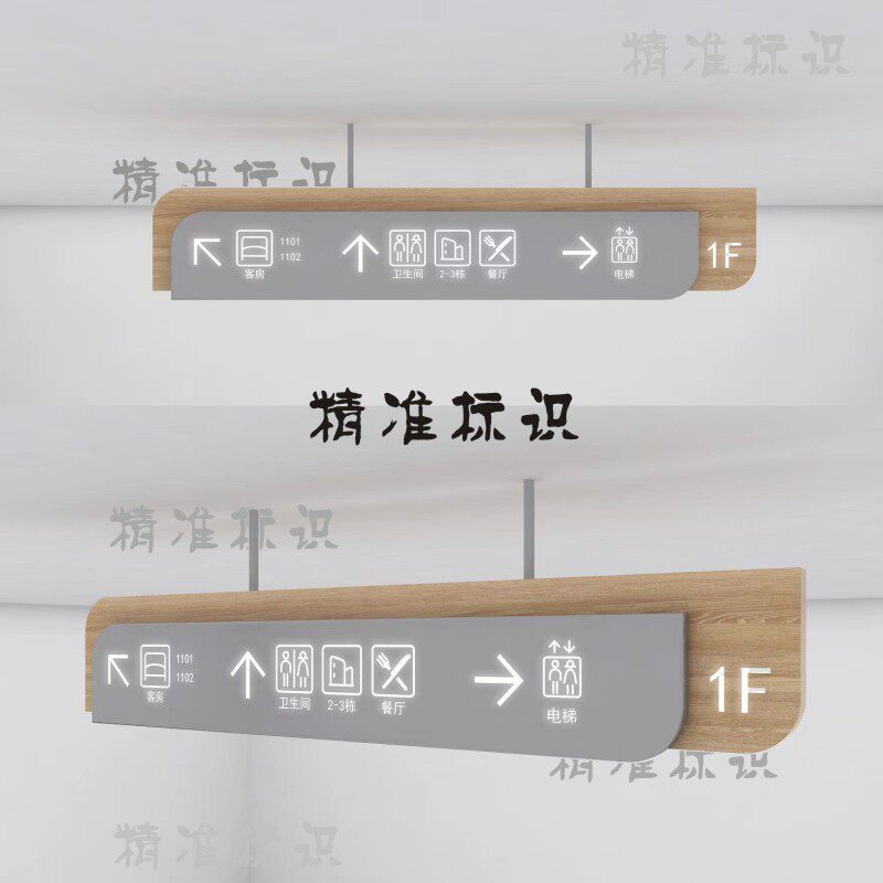 木纹双面创意异形导视中医院商场定制悬挂导向引导吊牌双面发光