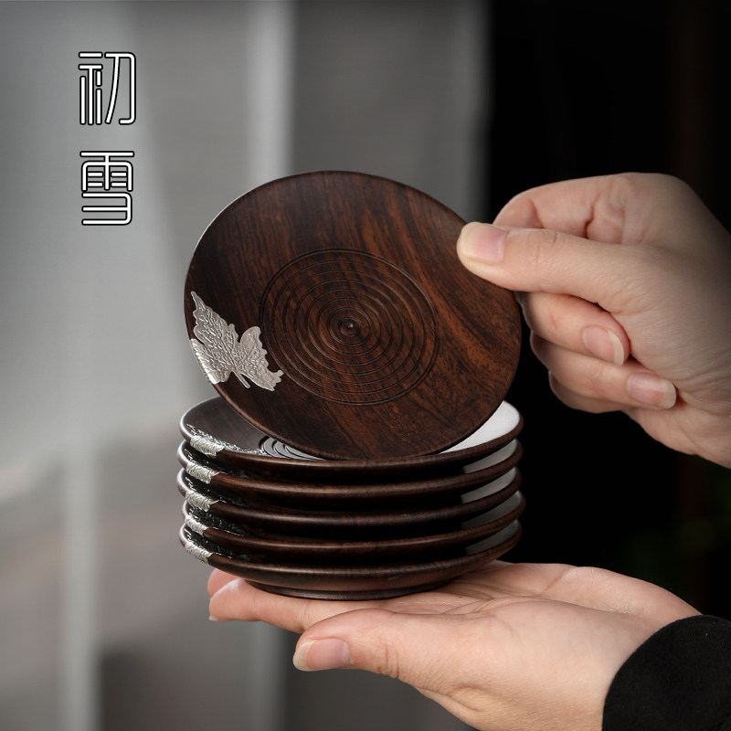 实木茶垫杯垫茶道茶杯垫托茶具配件小茶托底座托6只装茶碟杯托架