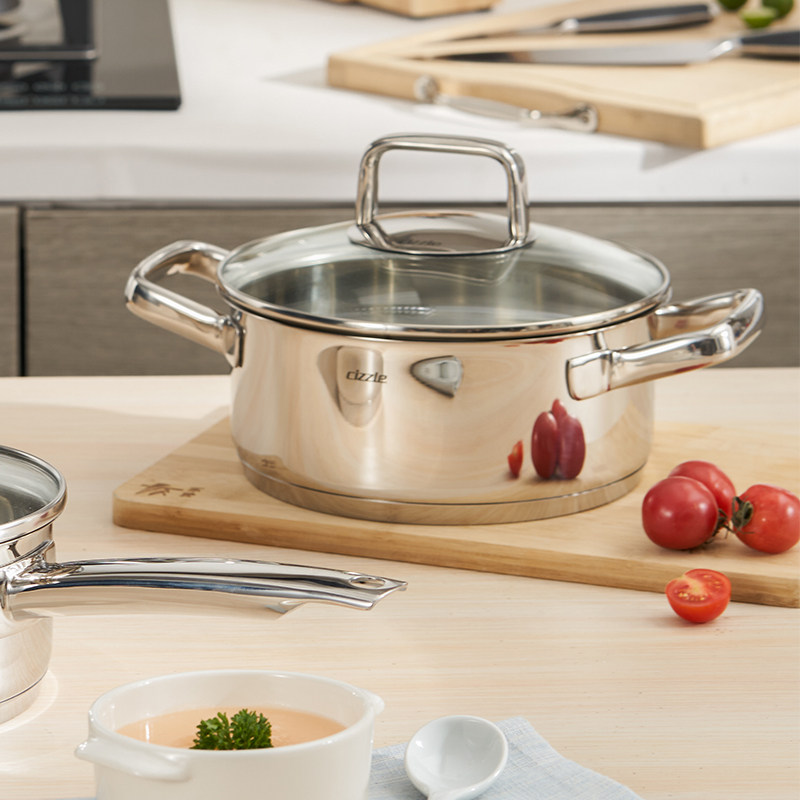 【厨神汤锅】喜时加厚不锈钢厨神双耳汤锅家用蒸炖锅煮锅电燃通用