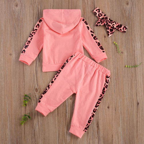 Infant Newborn Baby Girl Clothes 3PCS Sets Leopard Letter Ho