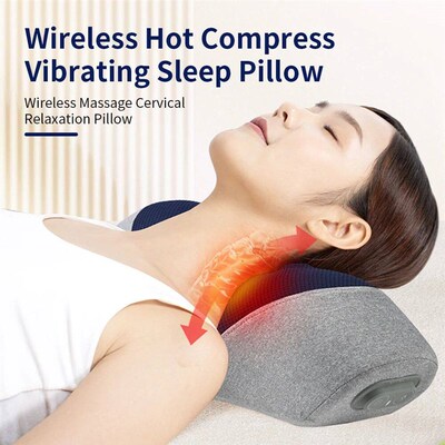 Wireless Electric Neck Massage Pillow Heating Vibration Neck