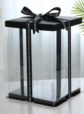 Cake box transparent 4/14 inch flower cake layout packaging