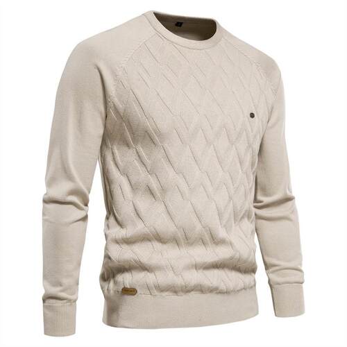 Men Sweaters Solid Color O-neck Long sleeve Knitted Pullover