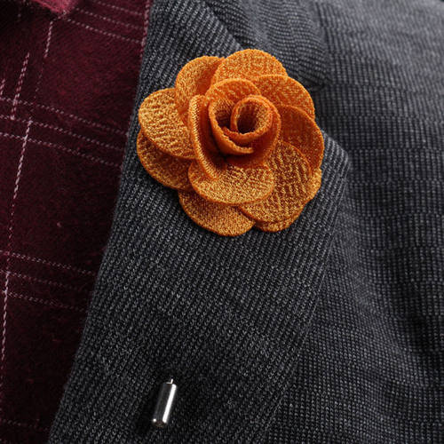 Men Handmade Boutonniere Stick Brooch Pin Lapel Women Flower