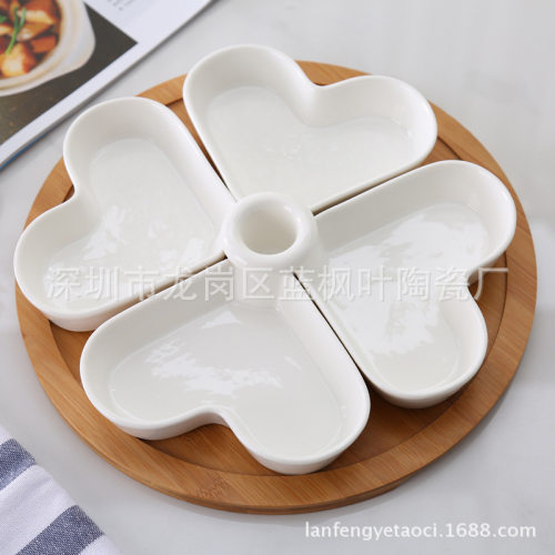 Peach heart with lid ceramic fruit plate square division sim
