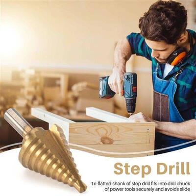 ABJT Step Drill Cone Drill Bits, High Speed Steel 10 Steps