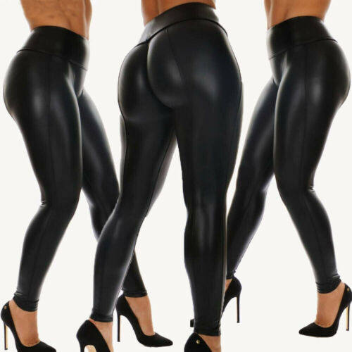 women stretch pants plus size sweatpants Wet Look Butt Lift