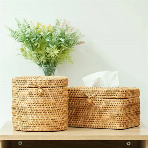 Rattan Tissue Box Desktop Toilet Paper Handkerchief Case Sim