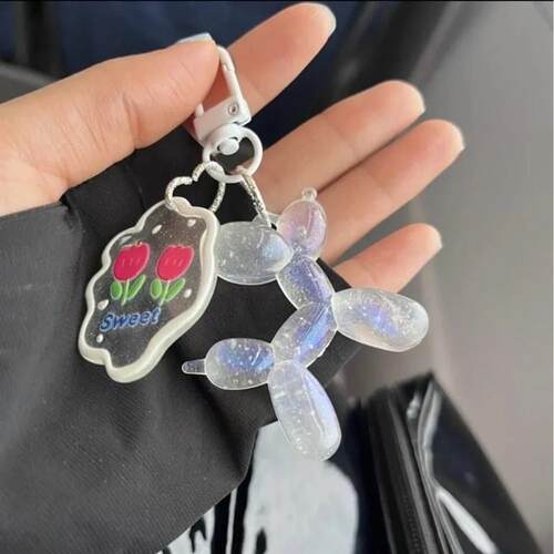 Glow In The Dark Balloon Dog Keychain for Women Cute Cartoon