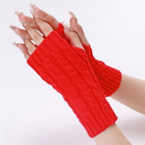 Knitted Fingerless Gloves Argyle Pattern Short Warm for Men