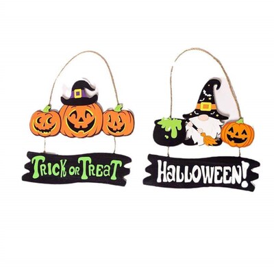 Happy Halloween万圣节装饰门挂木质南瓜挂牌酒吧KTV门店挂饰墙挂