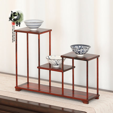 红酸枝明式盆景茶道零配摆件展示支架实木博古架婚宴冷菜中式托架