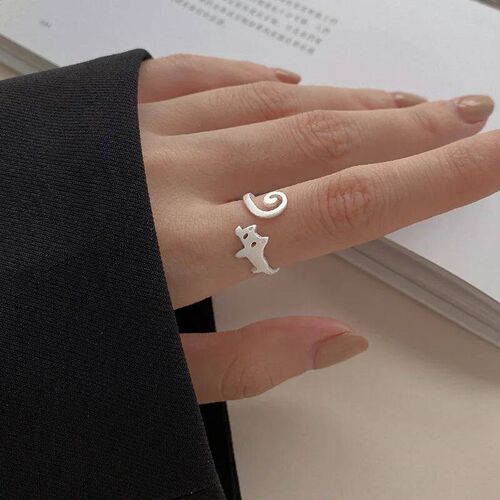 Cute Silver Color New rendy Cat Engagement Rings for Women C