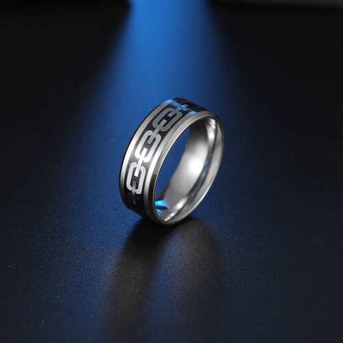 Geometric personality chain ring mens 316 stainless steel r