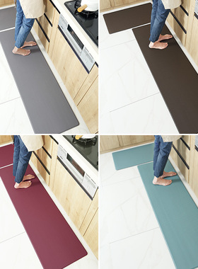 Anti-oil kitchen floor mat long stri PU leather non-slip mat