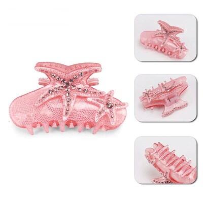 Muweordy Starfish Hair Clips for Women Rhinestone Acetate Cr