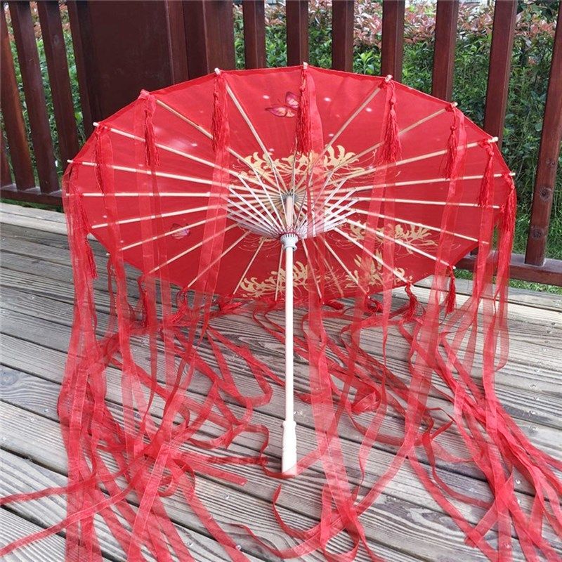 古代女子古装配汉服油纸伞传统手工 仙女道具防雨飘带古风流苏伞,家居饰品,工艺伞,淘宝优惠券,粉丝福利购,淘宝优惠卷