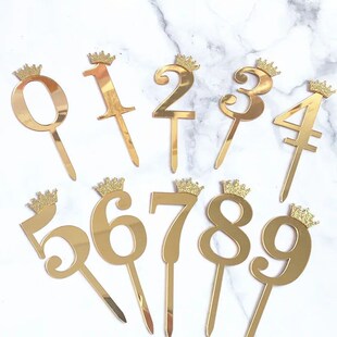 Acrylic Glitter Crown Numbers Happy Birthday Cake Topper Bir