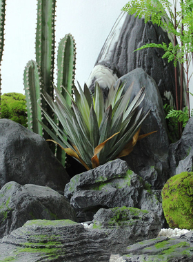 假山鱼缸水景摆件玻璃钢道具仿真石头造景庭院软装室内装饰雕塑