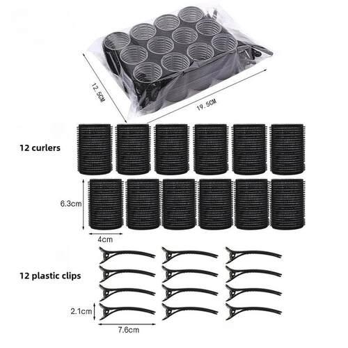 Hair Rollers Set Self Grip Hook Hair Curlers 12pcs Heatless