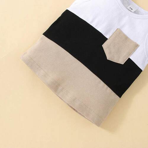 Infant Baby Boys Short Sets Patchwork Sleeveless Vest ops wi
