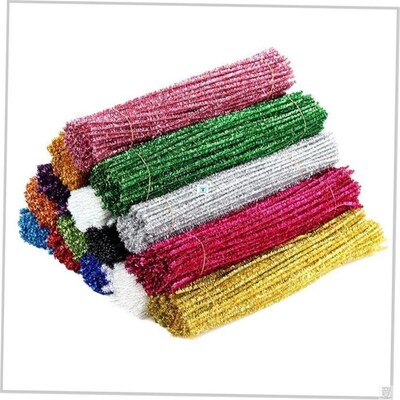 100pcs Glitter Chenille Stems Pipe Cleaners Plush Tinsel Ste