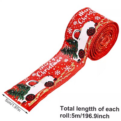 Christmas Ribbon Printed Burlap Ribbons For Gift Wrapping