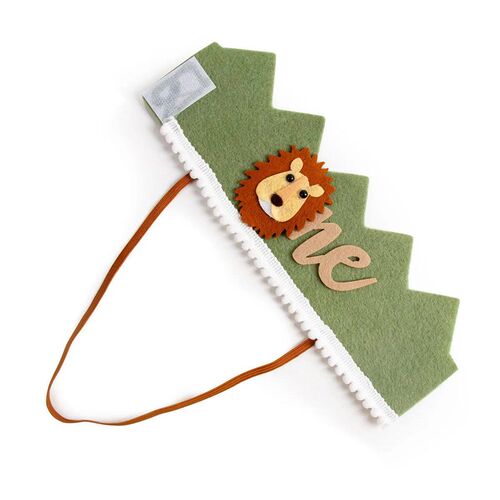 Jungle Safari Animal Lion One 1 Year Birthday Crown Headband