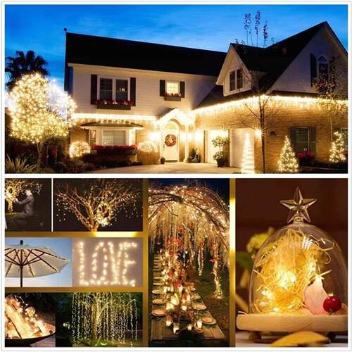 12m Solar Lights Outdoor 100 LED Waterproof Christmas Decora