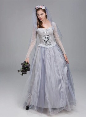 Women Halloween Dead Bride Costume Ghost Corpse Bride Corset