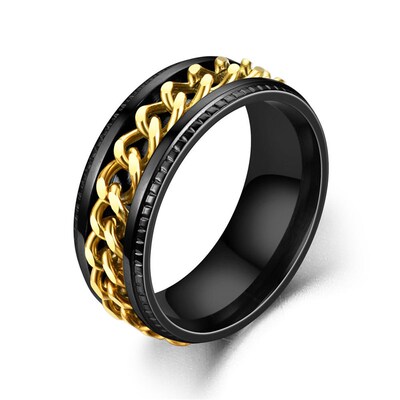 Anxiety Fidget Spinner Titanium Steel Rotatable Chain Ring F