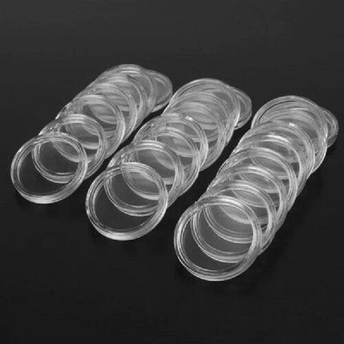 100pc 28mm Plastic Clear Coin Cases Round Storage Capsules
