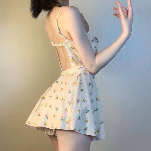 New Swimwear Womens One-piece Belly-covering Slimming Skirt
