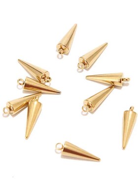10PCS Stainless Steel Cone Charms Pendants Retro Bullet Spik