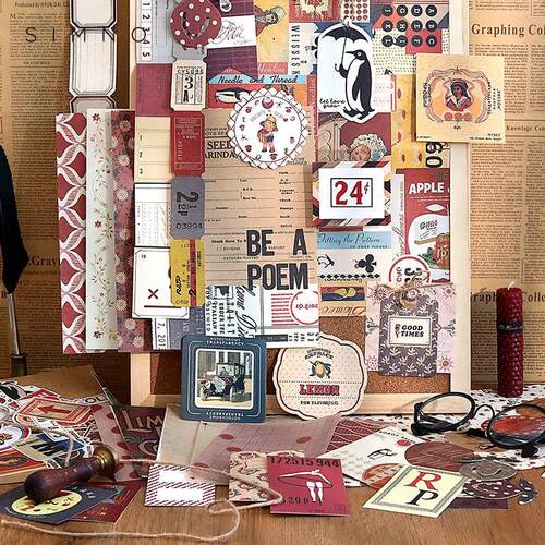 88pcs/Pack Retro Material Paper Junk Journal Planner Scrapbo
