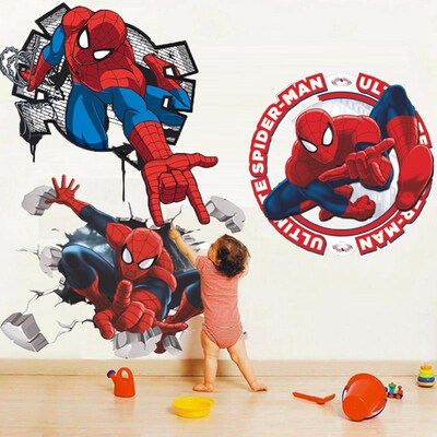 Spiderman Wall Stickers For Kids Boys Rooms Spider Man Child