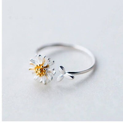 Vintage Daisy Flower Rings For Women Korean Style Adjustable