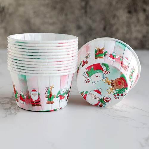 10pcs Christmas Cupcake Paper Cups Xmas Santa Claus Snowman