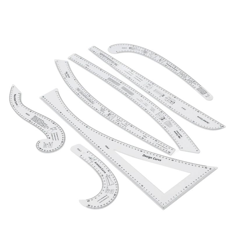 7Pcs Curve?Ruler?Set High?Accuracy? Sewing Pattern Makin - 实物图