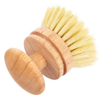 Solid Wood Long-handled Pot Bowl Brush Natural Dish