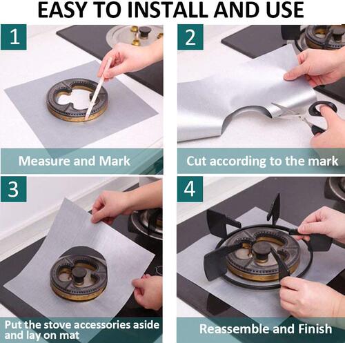 4pcs/set Gas Stove Protectors Cooker Cover Liner Clean Mat P