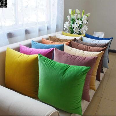 Solid-colored throw pillows Pink Cushions velvet backrest